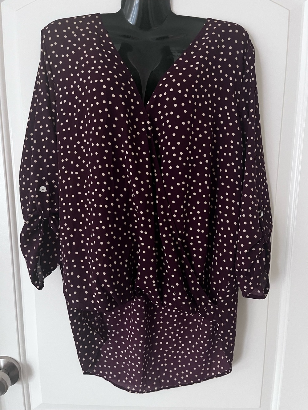 West Kei 3/4 Sleeve Burgundy Blouse